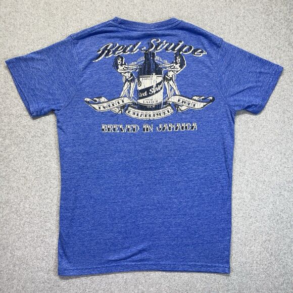 Red Stripe Beer T-Shirt Men’s Medium Blue Graphic Front Back Hits Jamaica - Picture 5 of 9